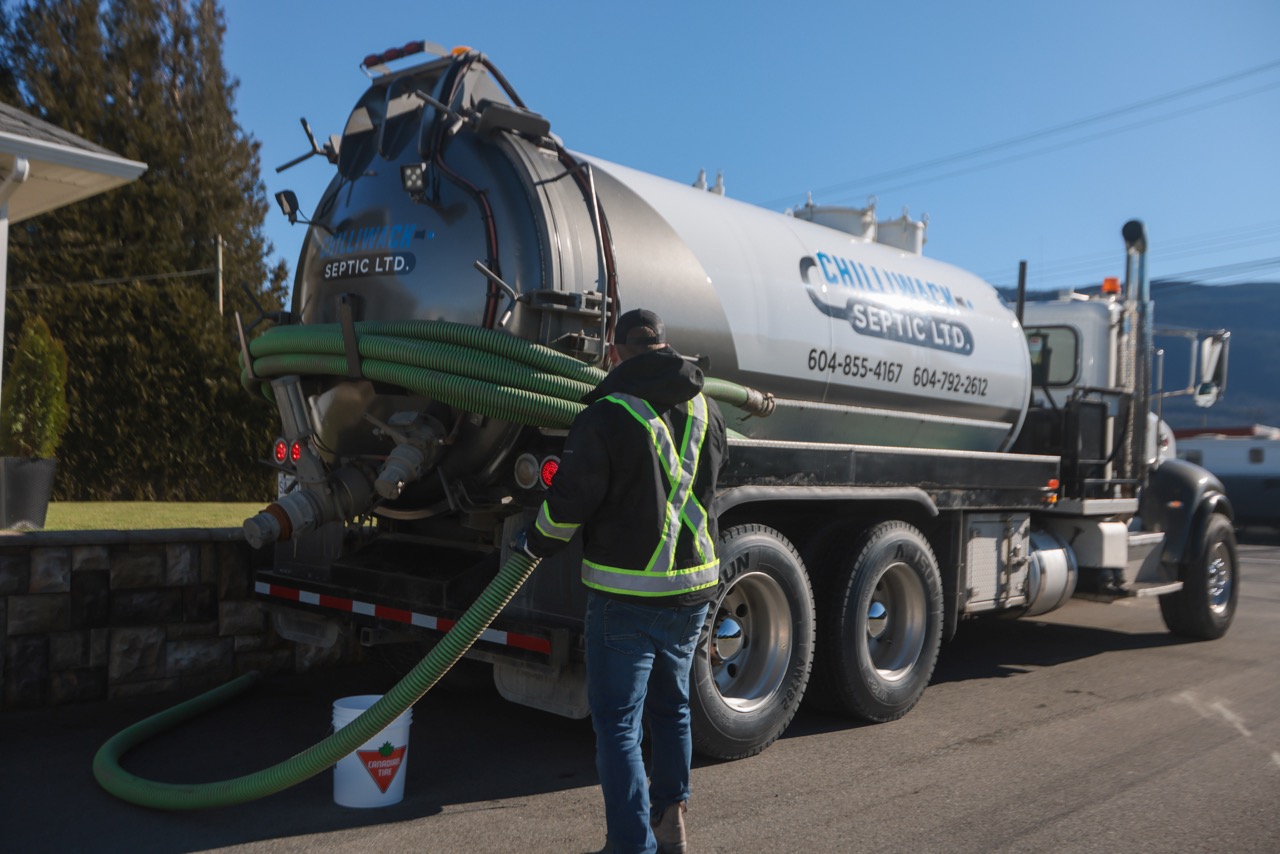 Working with a septic truck